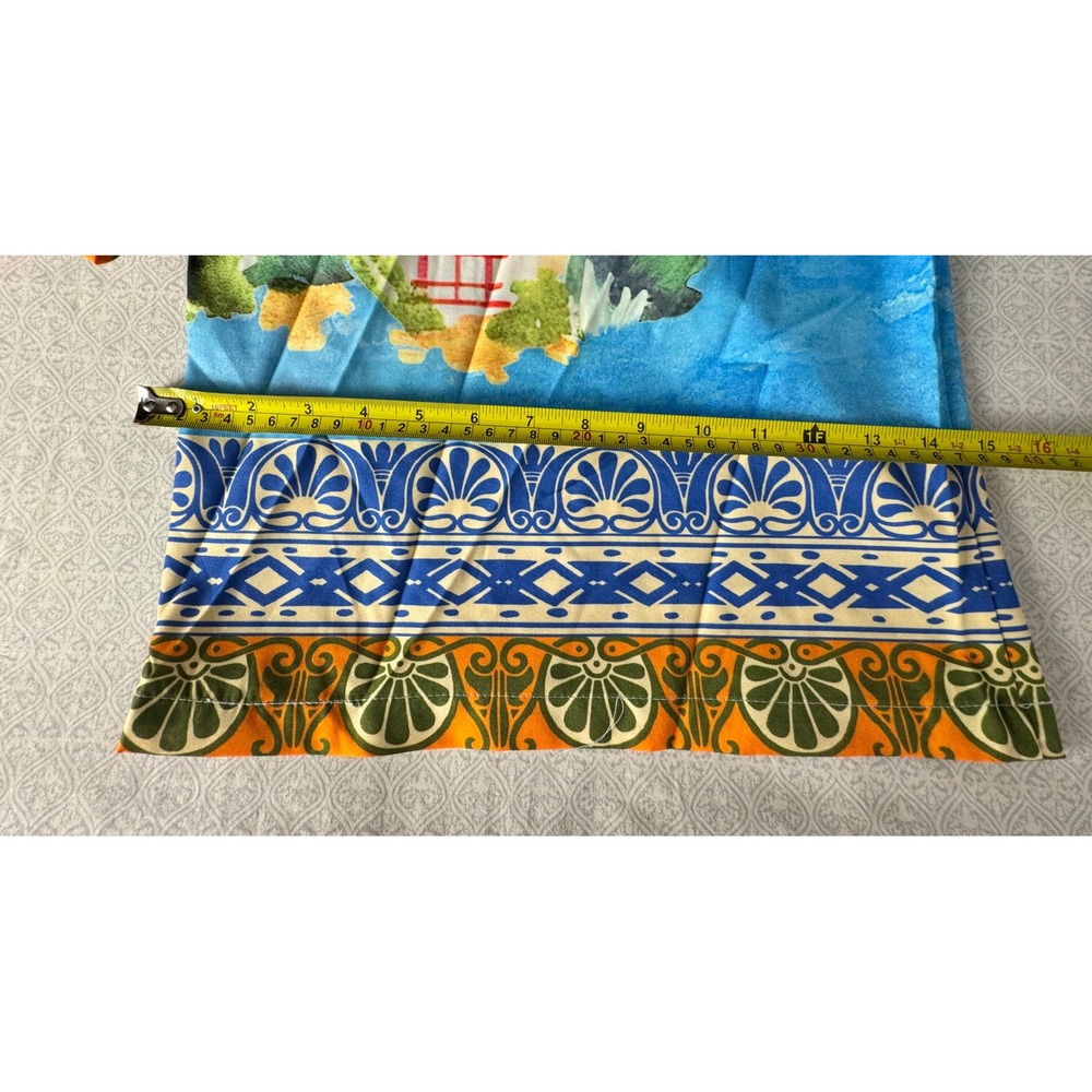 Tropical Palm Tree Villa Print Wide Leg Jumpsuit Blue Large Summer Boho - Picture 7 of 8